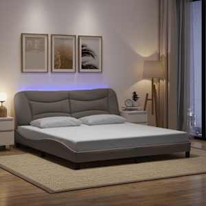 Rám postele s LED bez matrace Hvar Taupe 180x200 cm Látka - obrázek 1
