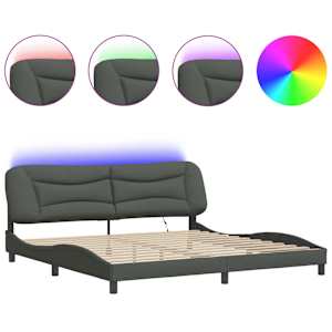 Rám postele s LED bez matrace Hvar Tmavě šedá 200x200 cm Látka - obrázek 2