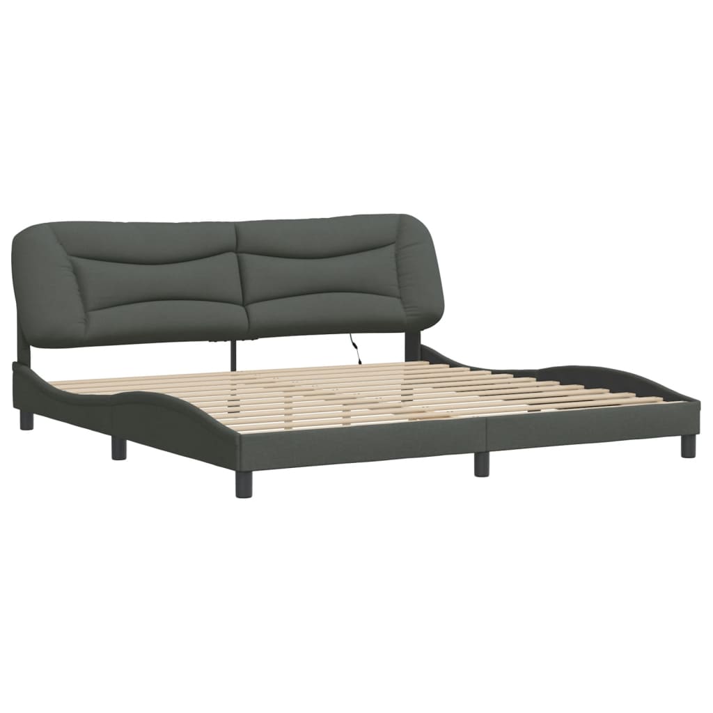 vidaXL Cadru de pat cu LED fără saltea Gri închis 200x200 cm Material