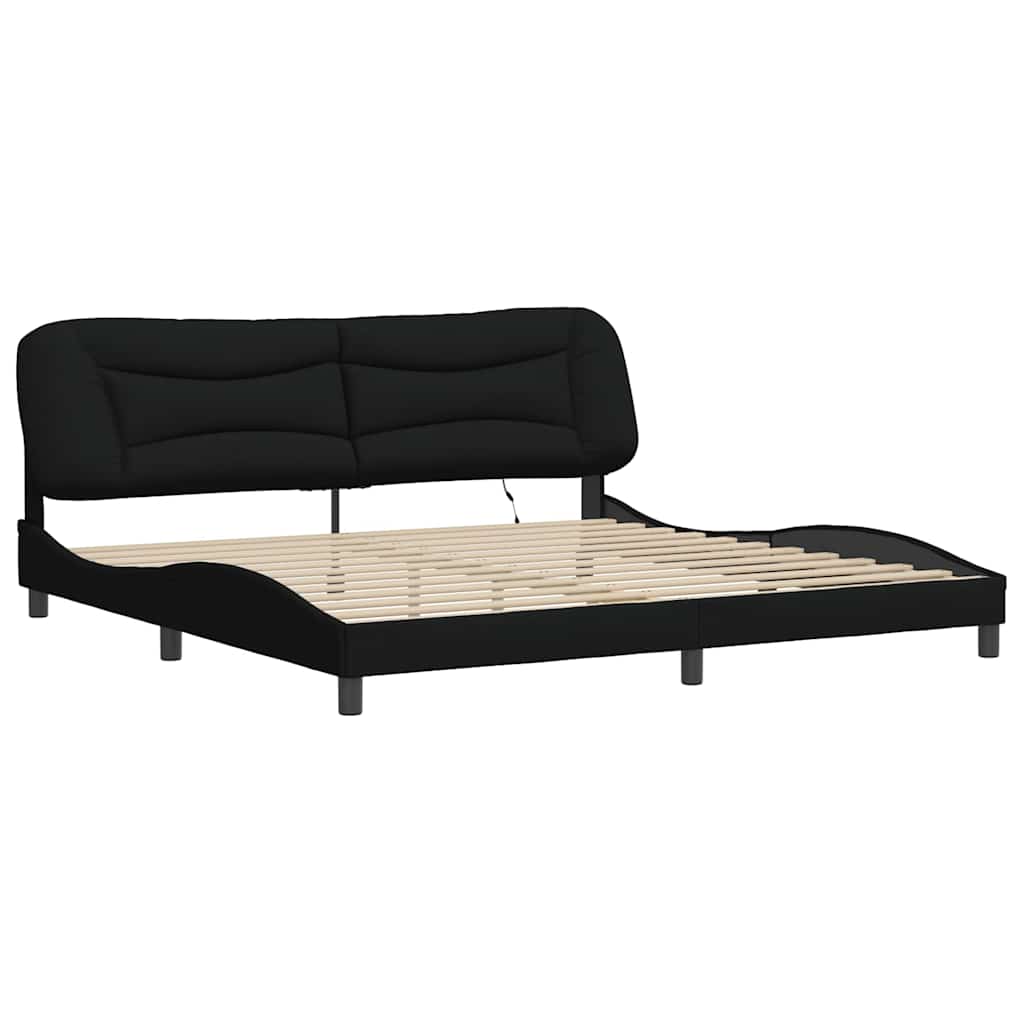 vidaXL Bedframe met LED zonder matras "Hvar" 200x200 cm stof zwart, foto 4