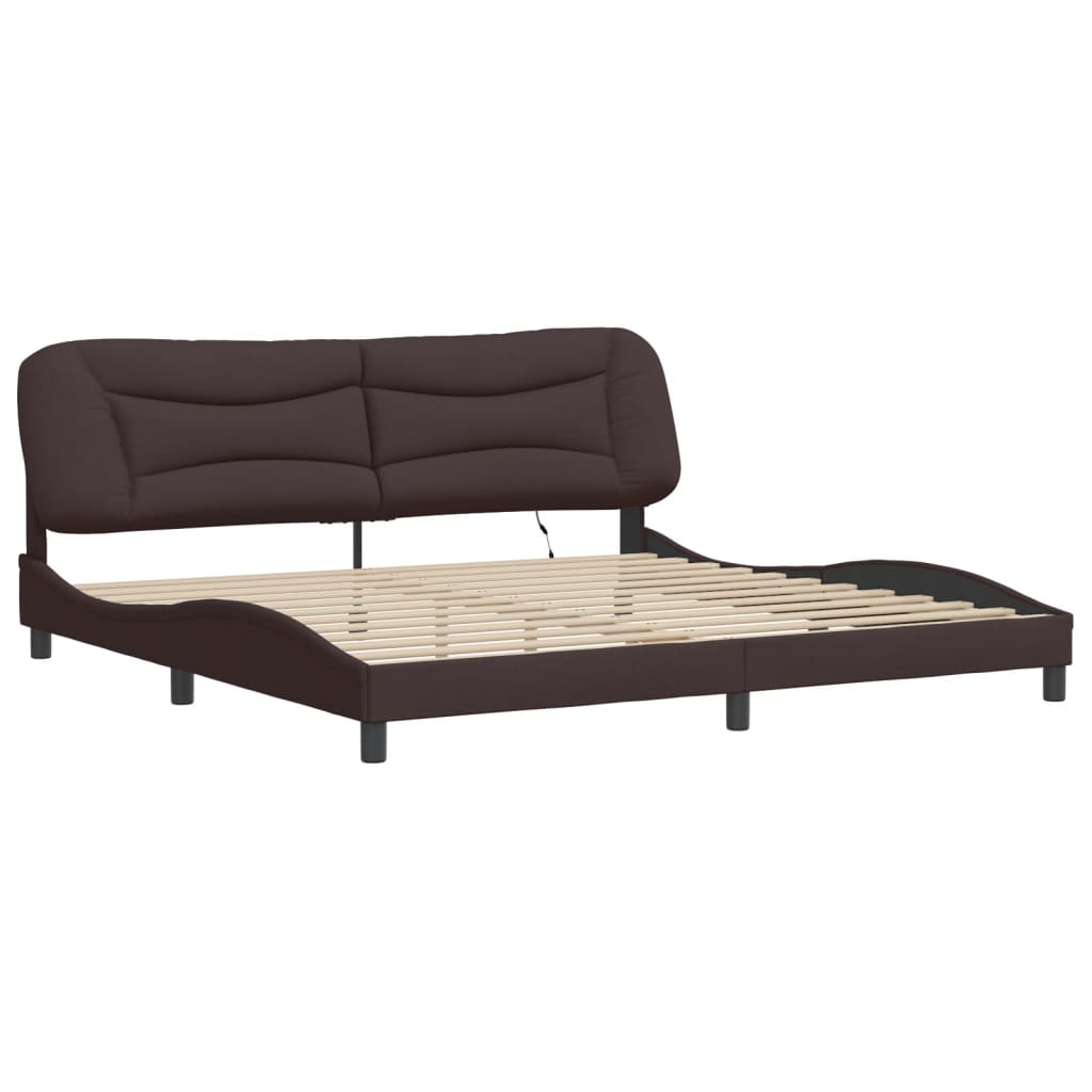 vidaXL Bedframe met LED zonder matras "Hvar" 200x200 cm stof donkerbruin bruin, foto 4