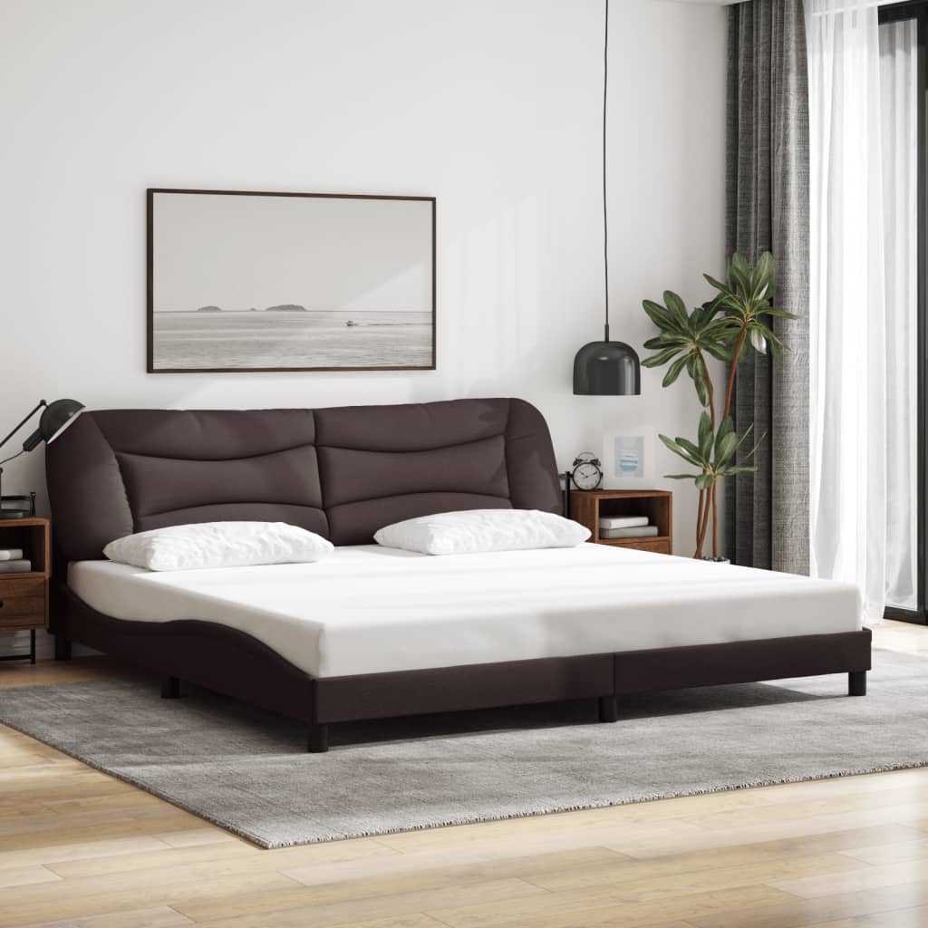 vidaXL Bedframe met LED zonder matras "Hvar" 200x200 cm stof donkerbruin bruin, foto 2