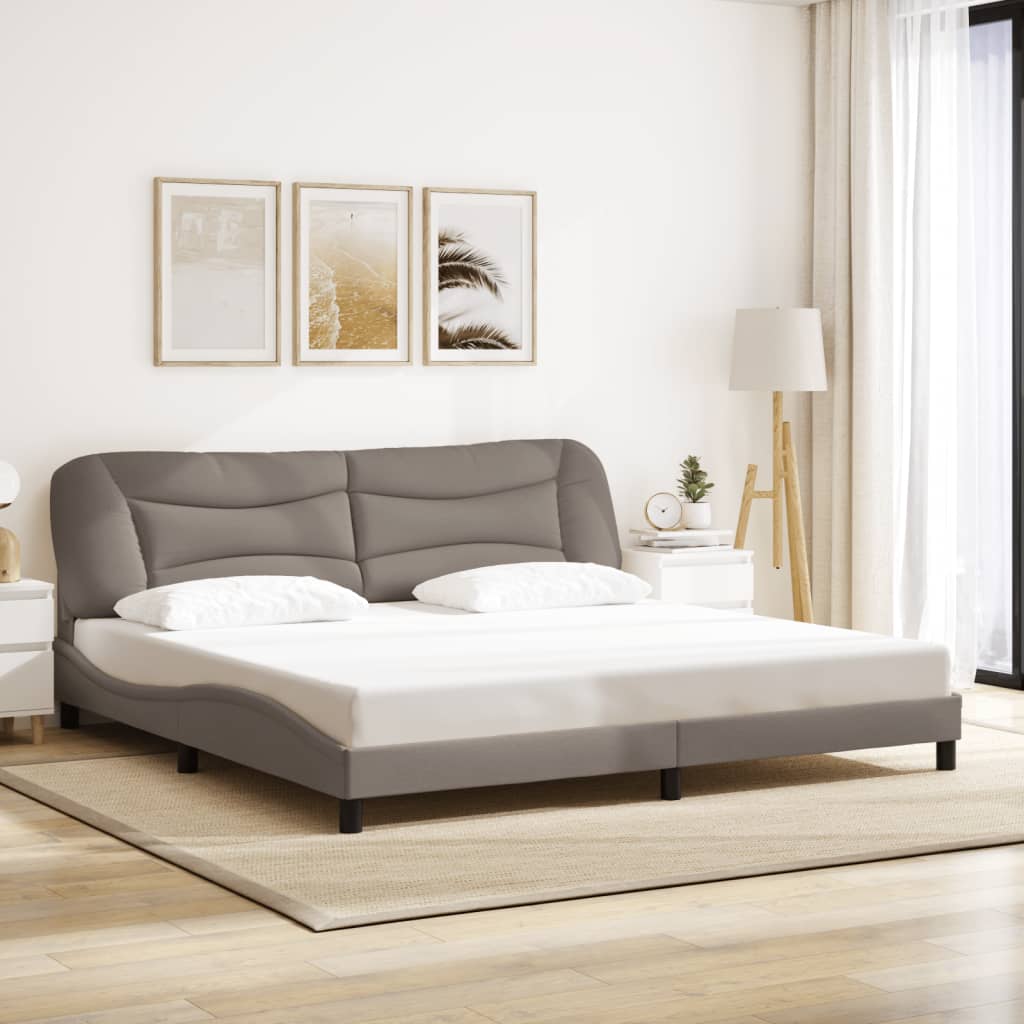 vidaXL Bedframe met LED zonder matras "Hvar" 200x200 cm stof taupe, foto 2