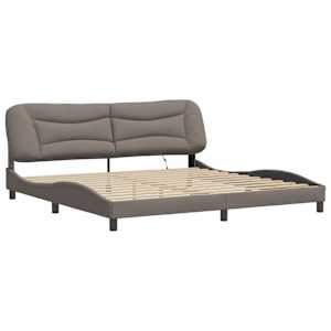 Rám postele s LED bez matrace Hvar taupe 200 x 200 cm textil - obrázek 3