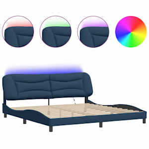 Rám postele s LED bez matrace Hvar Modrá 200x200 cm Látka - obrázek 2