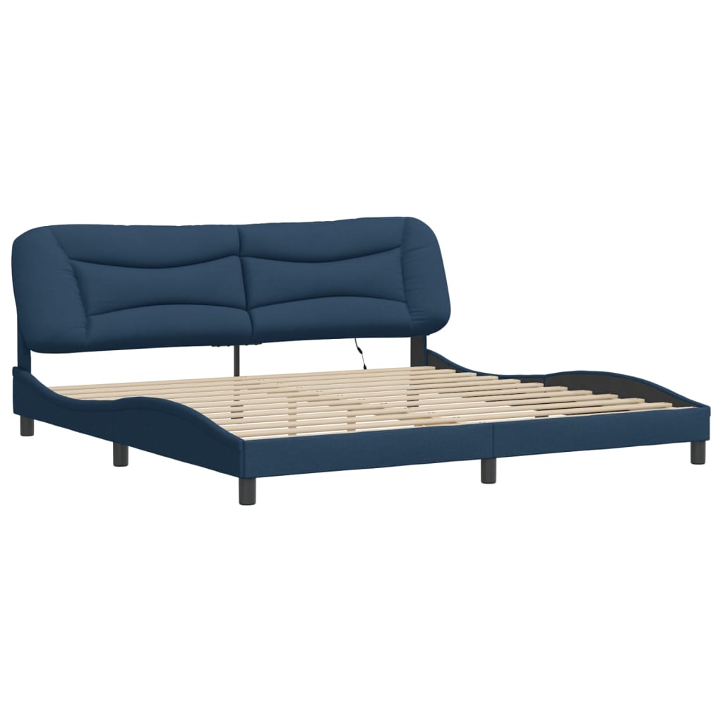 vidaXL Bedframe met LED zonder matras "Hvar" 200x200 cm stof blauw, foto 4