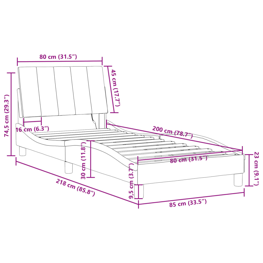 Rám postele s LED osvětlením bez matrace Hanko světle šedý 80 x 200 cm samet - obrázek 16