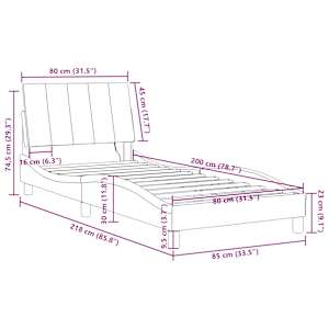 Rám postele s LED osvětlením bez matrace Hanko světle šedý 80 x 200 cm samet - obrázek 16