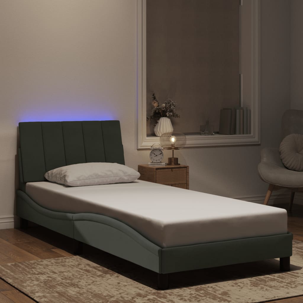 vidaXL Bettgestell mit LED ohne Matratze "Hanko" Hellgrau 80x200 cm Samt