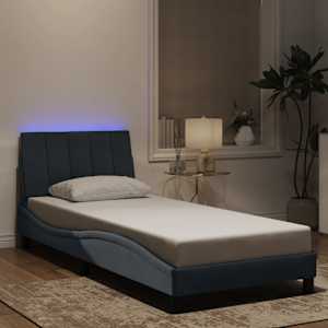 Posteljni okvir z LED brez vzmetnice Hanko temno siv 80x200 cm žamet