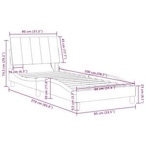 Rám postele s LED osvětlením bez matrace Hanko černý 80 x 200 cm samet - obrázek 16