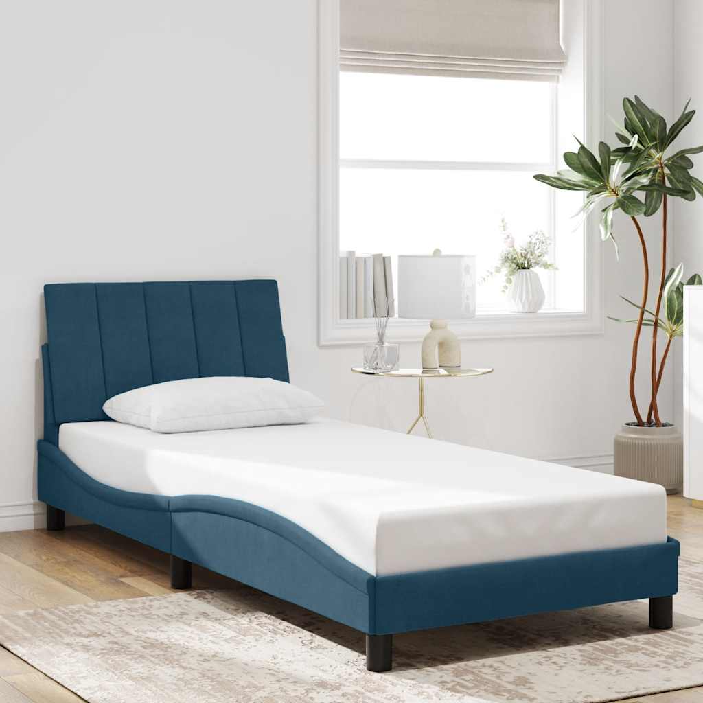 vidaXL Bedframe met LED zonder matras "Hanko" fluweel blauw 80x200 cm, foto 2
