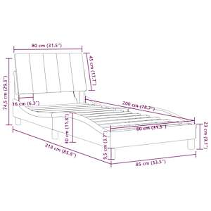 Rám postele s LED osvětlením bez matrace Hanko modrý 80 x 200 cm samet - obrázek 16