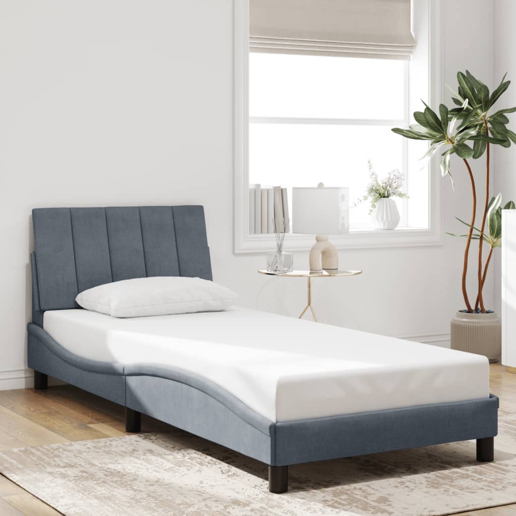 vidaXL Bedframe met LED zonder matras "Hanko" donkergrijs 90x190 cm grijs, foto 2