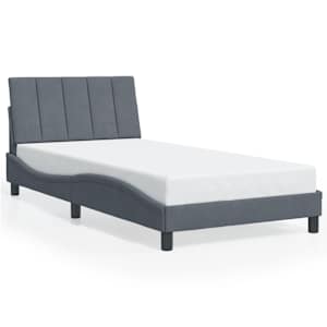 Rám postele s LED osvětlením bez matrace Hanko tmavě šedý 100 x 200 cm samet - obrázek 5