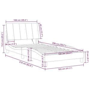 Rám postele s LED osvětlením bez matrace Hanko černý 100 x 200 cm samet - obrázek 16