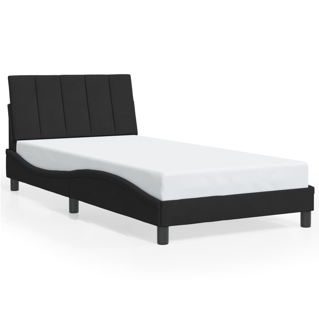 vidaXL Cadru de pat cu lumini LED, negru, 100x200 cm, catifea