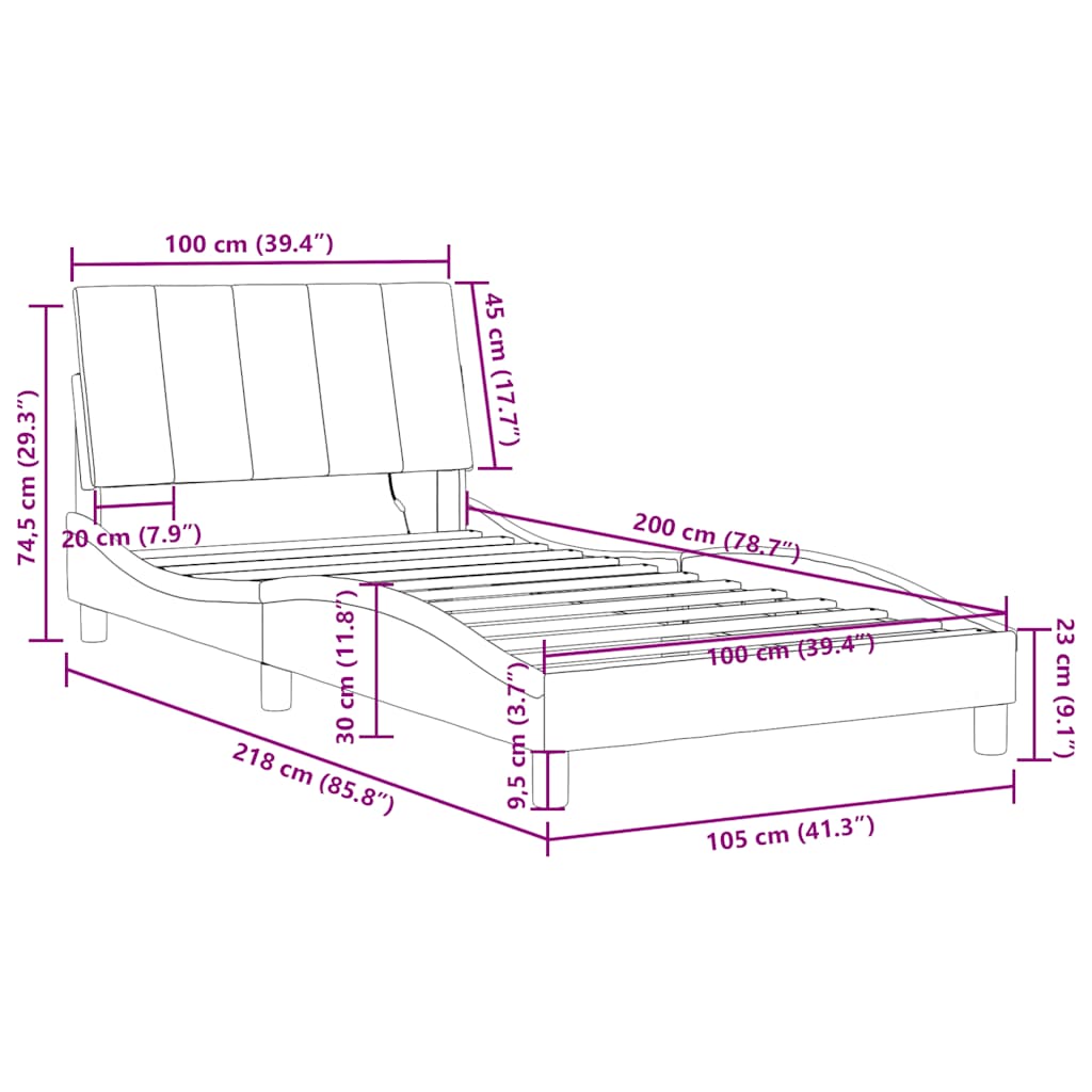Rám postele s LED osvětlením bez matrace Hanko tmavě zelený 100 x 200 cm samet - obrázek 16