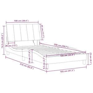 Rám postele s LED osvětlením bez matrace Hanko tmavě zelený 100 x 200 cm samet - obrázek 16