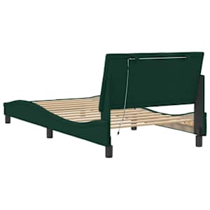 Rám postele s LED osvětlením bez matrace Hanko tmavě zelený 100 x 200 cm samet - obrázek 8