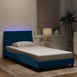 Rám postele s LED osvětlením bez matrace Hanko modrý 100 x 200 cm samet - obrázek 1