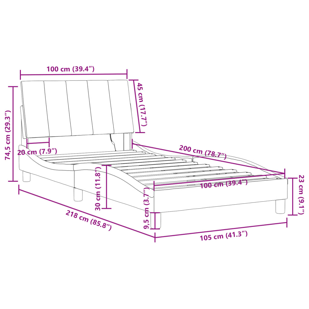 Rám postele s LED osvětlením bez matrace Hanko růžový 100 x 200 cm samet - obrázek 16