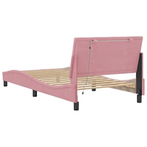 Rám postele s LED osvětlením bez matrace Hanko růžový 100 x 200 cm samet - obrázek 8