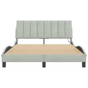 Rám postele s LED osvětlením bez matrace Hanko světle šedý 120 x 200 cm samet - obrázek 6