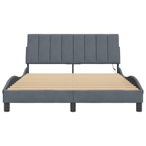 Rám postele s LED osvětlením bez matrace Hanko tmavě šedý 120 x 200 cm samet - obrázek 6