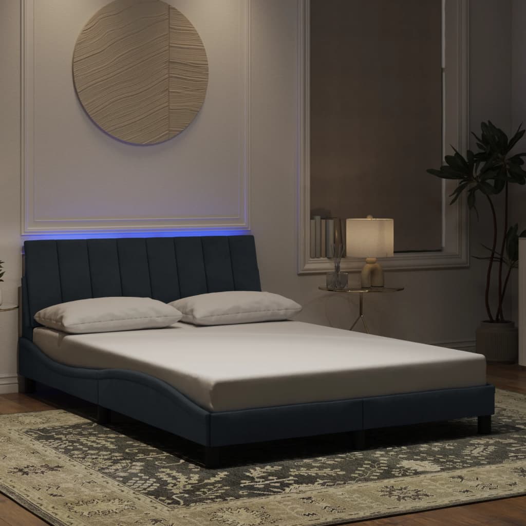 vidaXL sengeramme med LED uden madras Hanko 120x200 cm velour mørkegrå