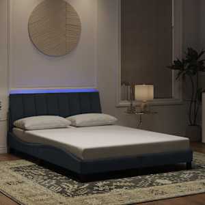 Posteljni okvir z LED brez vzmetnice Hanko temno siv 120x200 cm žamet