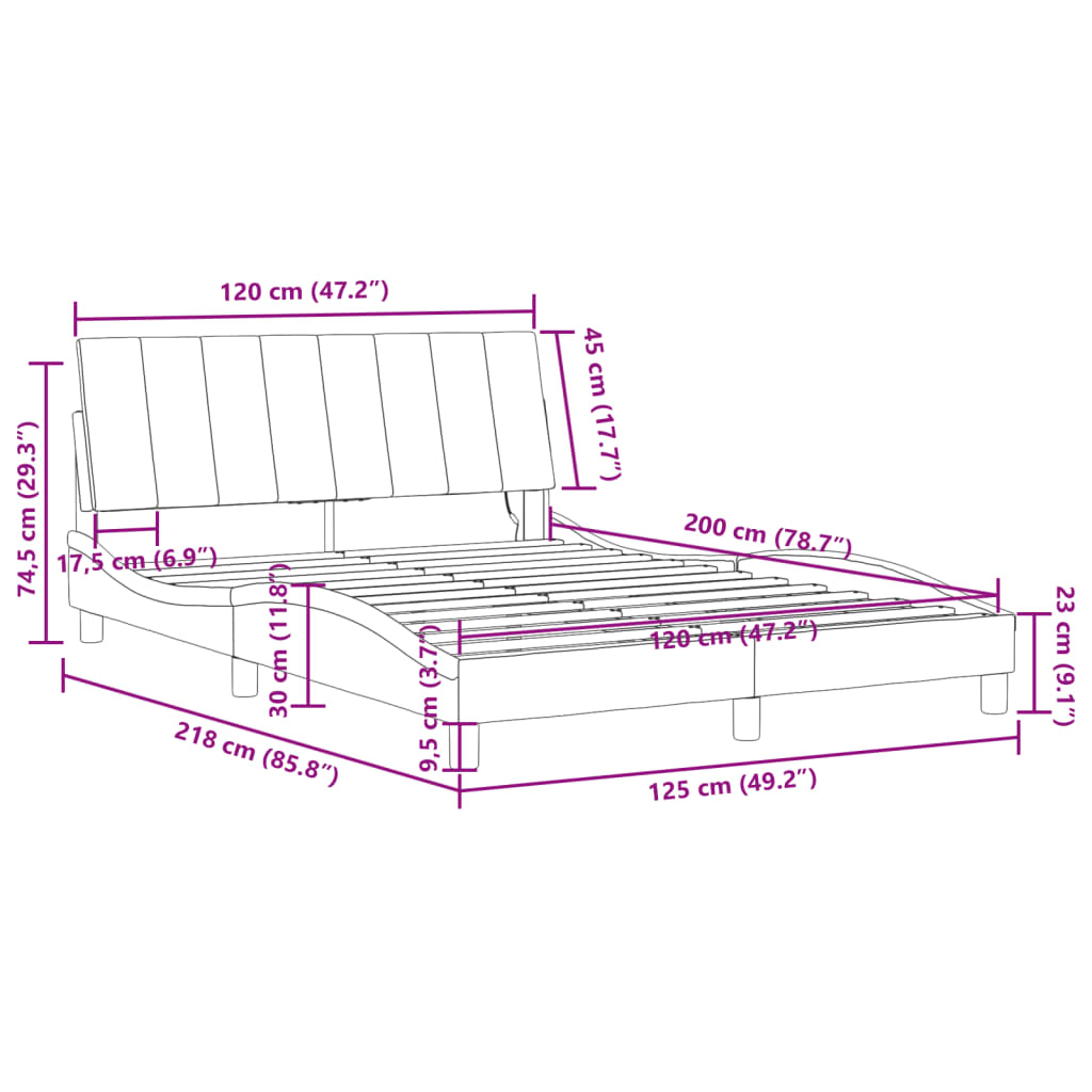 Rám postele s LED osvětlením bez matrace Hanko černý 120 x 200 cm samet - obrázek 16
