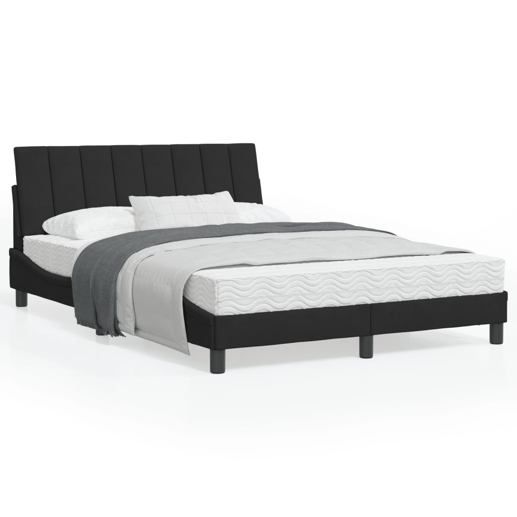 vidaXL Cadru de pat cu lumini LED, negru, 120x200 cm, catifea
