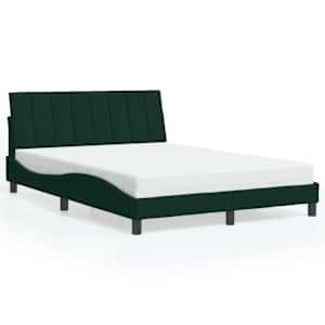 Rám postele s LED osvětlením bez matrace Hanko tmavě zelený 120 x 200 cm samet - obrázek 5