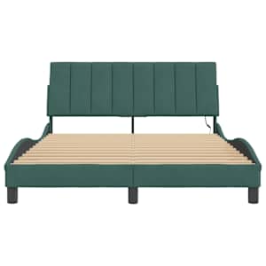 Rám postele s LED osvětlením bez matrace Hanko tmavě zelený 120 x 200 cm samet - obrázek 6