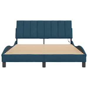 Rám postele s LED osvětlením bez matrace Hanko modrý 120 x 200 cm samet - obrázek 6