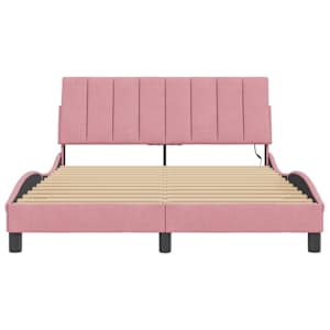 Rám postele s LED osvětlením bez matrace Hanko růžový 120 x 200 cm samet - obrázek 6
