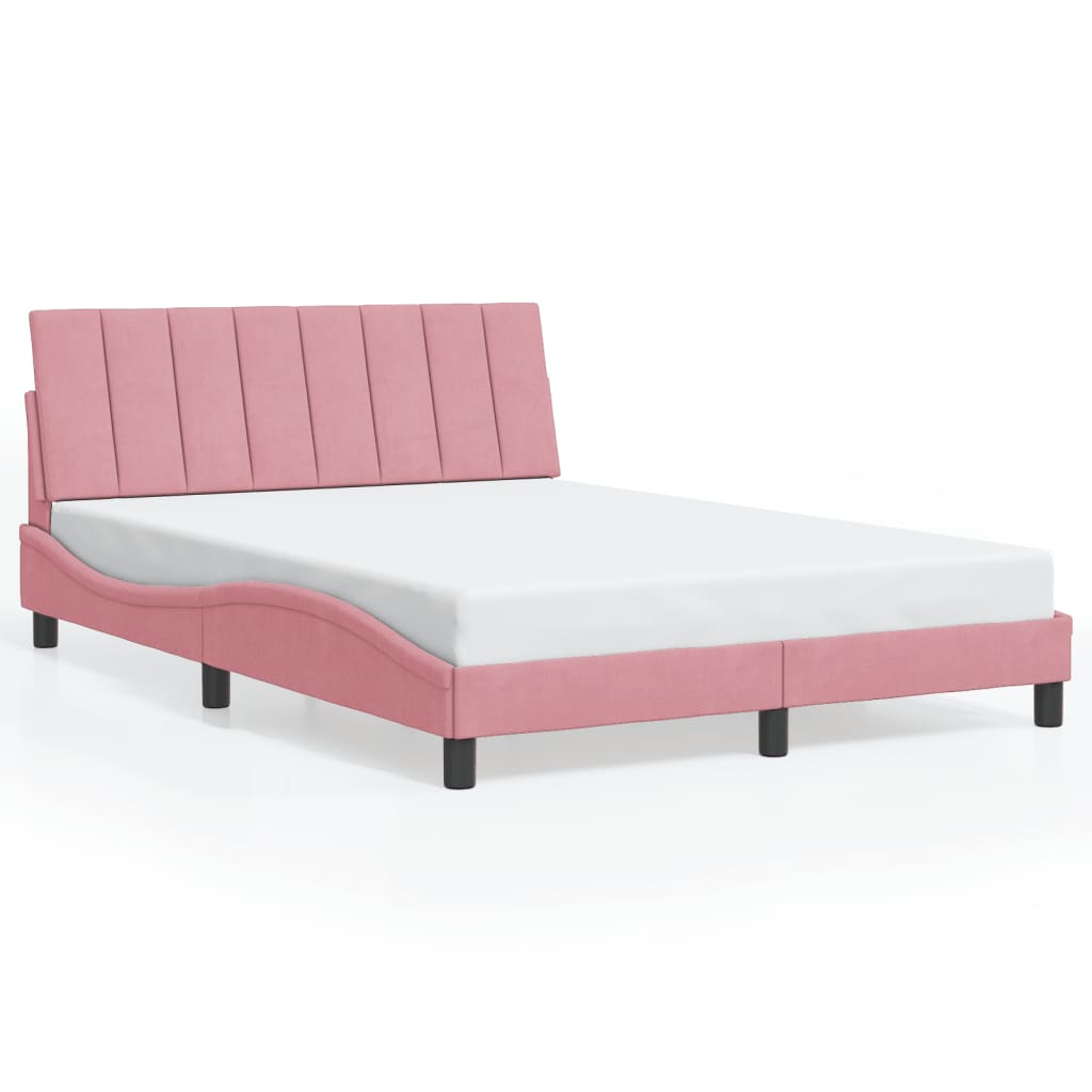 vidaXL Cadru de pat cu lumini LED, roz, 120x200 cm, catifea