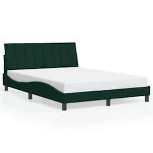 Rám postele s LED osvětlením bez matrace Hanko tmavě zelený 140 x 190 cm samet - obrázek 5