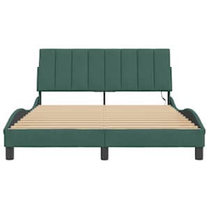 Rám postele s LED osvětlením bez matrace Hanko tmavě zelený 140 x 190 cm samet - obrázek 6