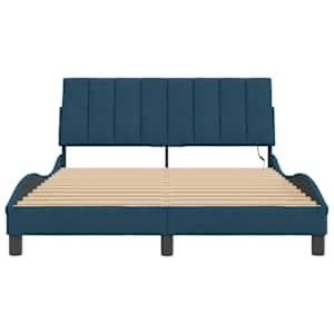 Rám postele s LED osvětlením bez matrace Hanko modrý 140 x 190 cm samet - obrázek 6