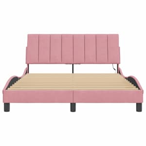 Rám postele s LED osvětlením bez matrace Hanko růžový 140 x 190 cm samet - obrázek 6