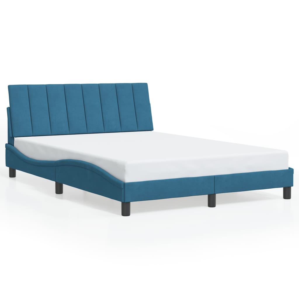 vidaXL Cadru de pat cu lumini LED, albastru, 140x200 cm, catifea