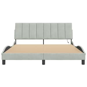 Rám postele s LED osvětlením bez matrace Hanko světle šedý 160 x 200 cm samet - obrázek 6