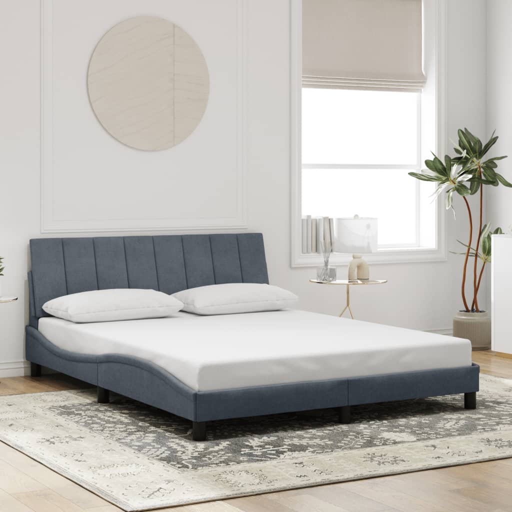 vidaXL Bedframe met LED zonder matras "Hanko" donkergrijs 160x200 cm grijs, foto 2