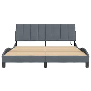 Rám postele s LED osvětlením bez matrace Hanko tmavě šedý 160 x 200 cm samet - obrázek 6