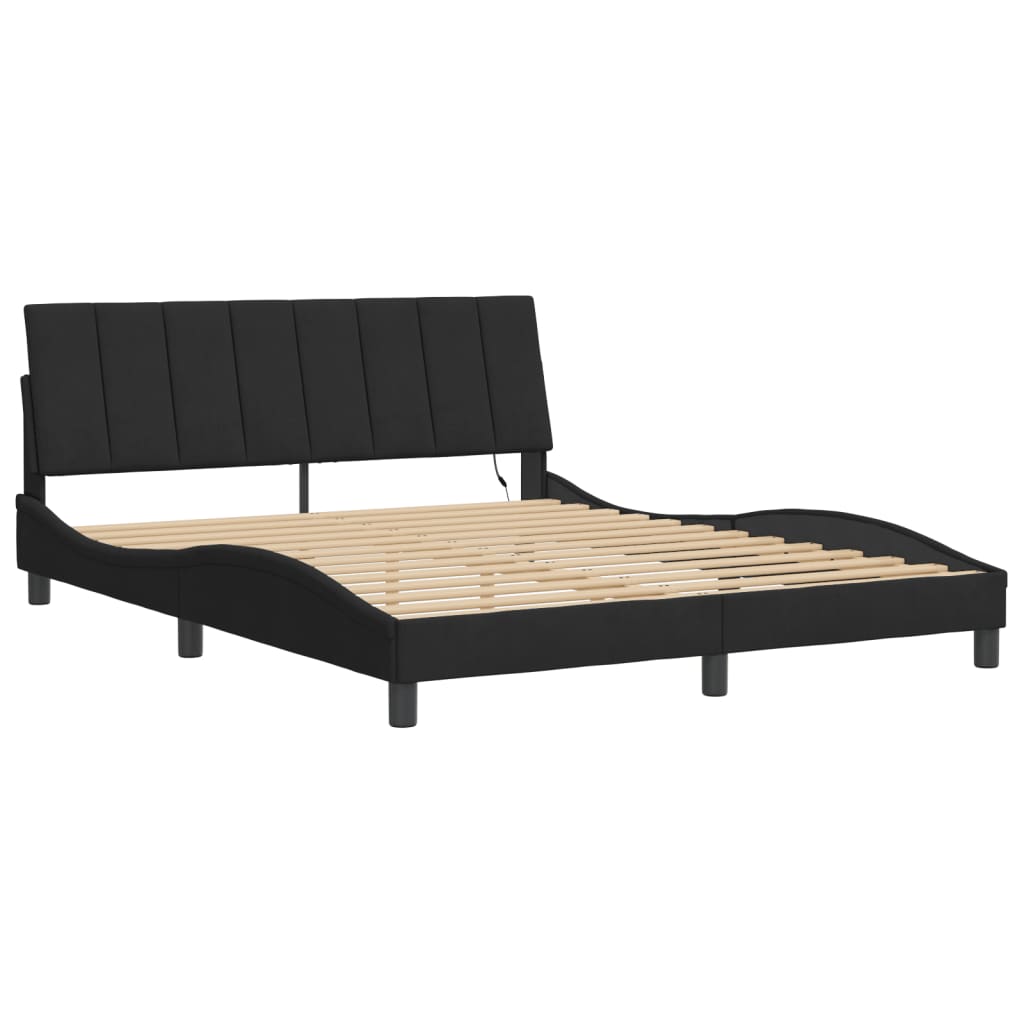 vidaXL Bedframe met LED-verlichting fluweel zwart 160x200 cm afbeelding