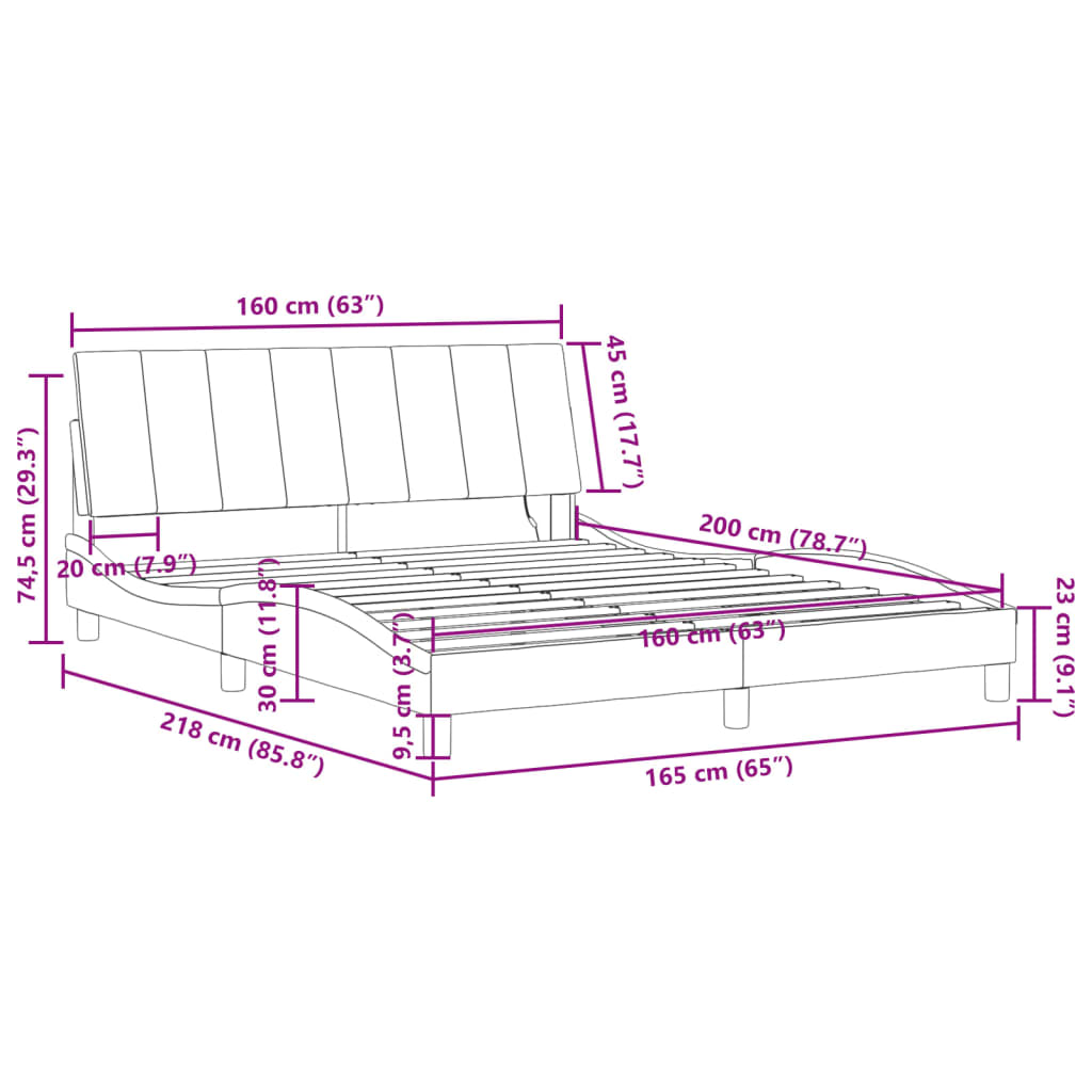Rám postele s LED osvětlením bez matrace Hanko černý 160 x 200 cm samet - obrázek 16