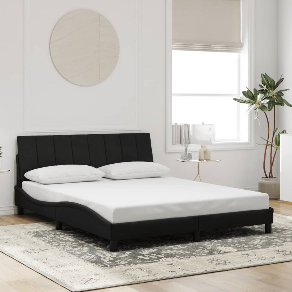 vidaXL Bedframe met LED zonder matras "Hanko" fluweel zwart 160x200 cm, foto 2