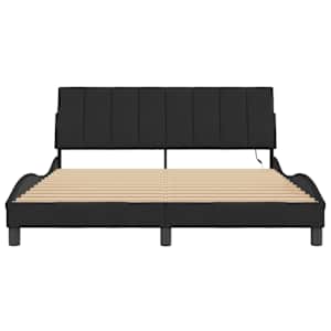 Rám postele s LED osvětlením bez matrace Hanko černý 160 x 200 cm samet - obrázek 6